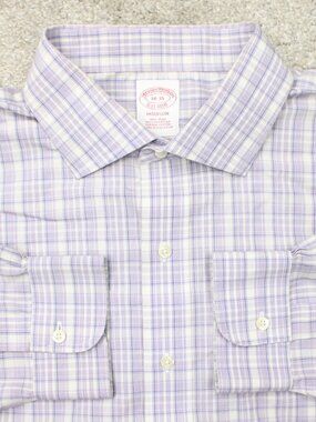 Brooks Brothers Shirt Mens 18, 35 Purple Madison Non-Iron 100% Supima Cotton L/S